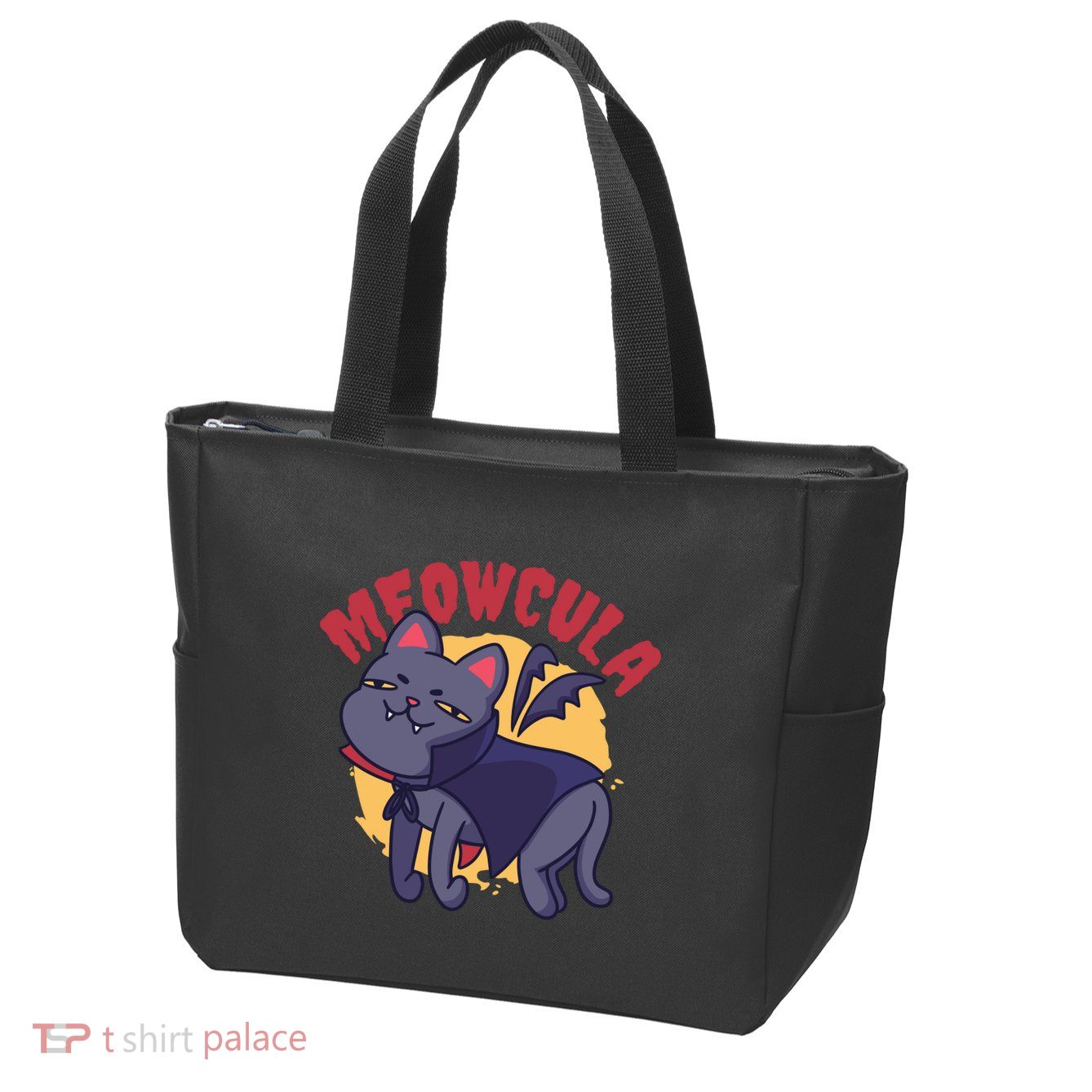 Meow Dracula Cat Cartoon Zip Tote Bag