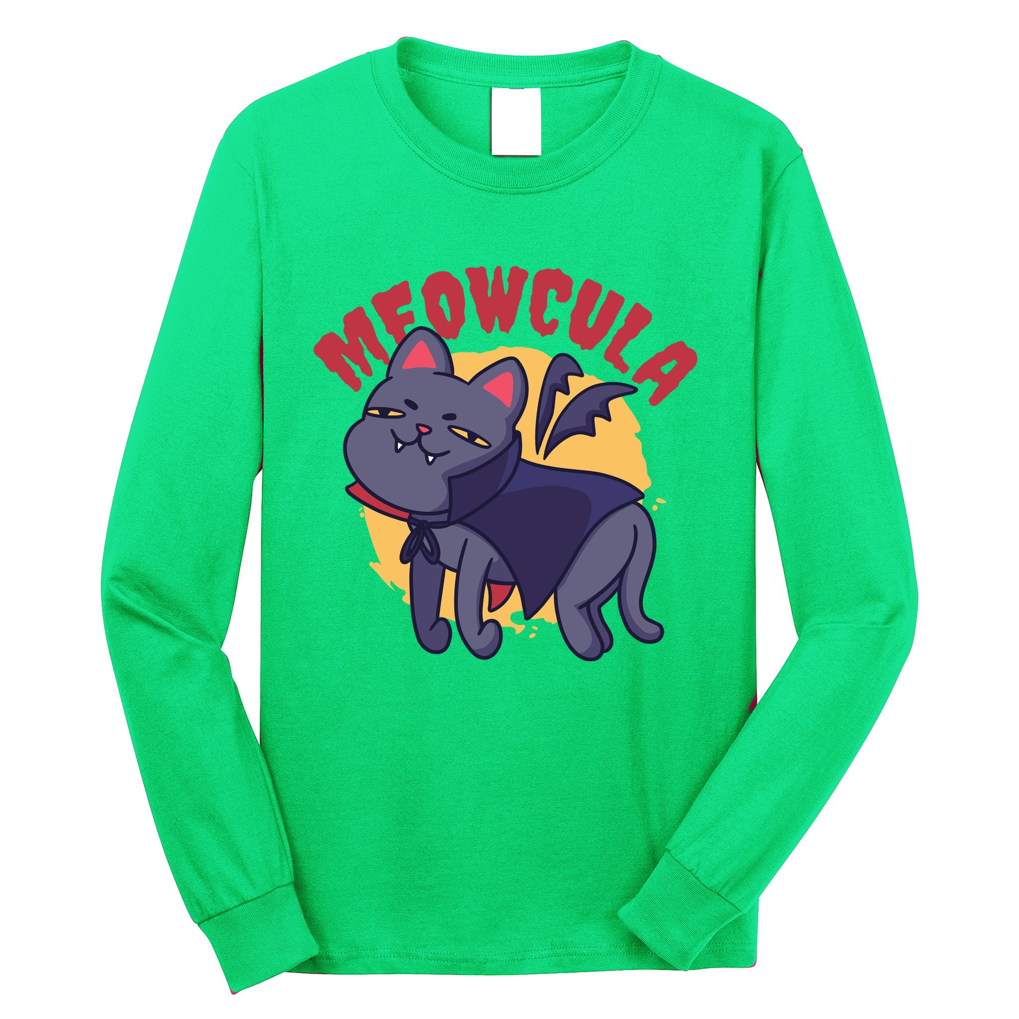Meow Dracula Cat Cartoon Long Sleeve Shirt