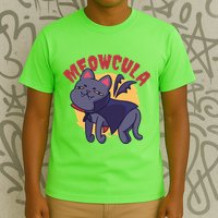 Meow Dracula Cat Cartoon T-Shirt