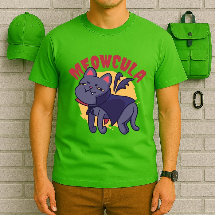 Meow Dracula Cat Cartoon T-Shirt