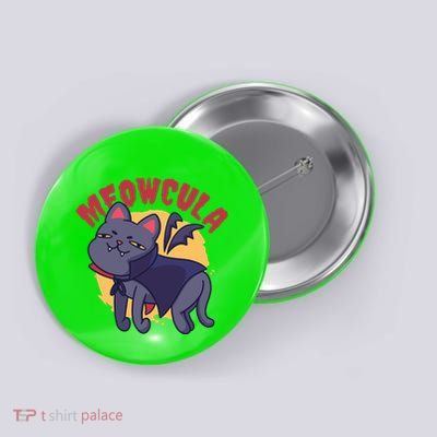 Meow Dracula Cat Cartoon Button