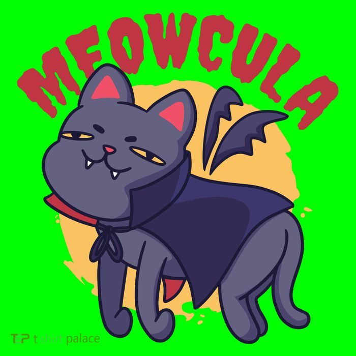 Meow Dracula Cat Cartoon Button