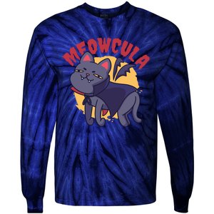 Meow Dracula Cat Cartoon Tie-Dye Long Sleeve Shirt