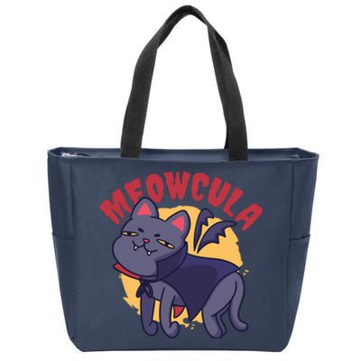 Meow Dracula Cat Cartoon Zip Tote Bag