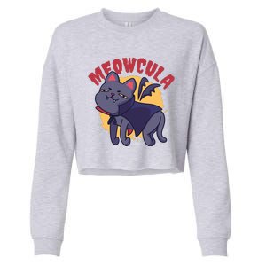 Meow Dracula Cat Cartoon Cropped Pullover Crew