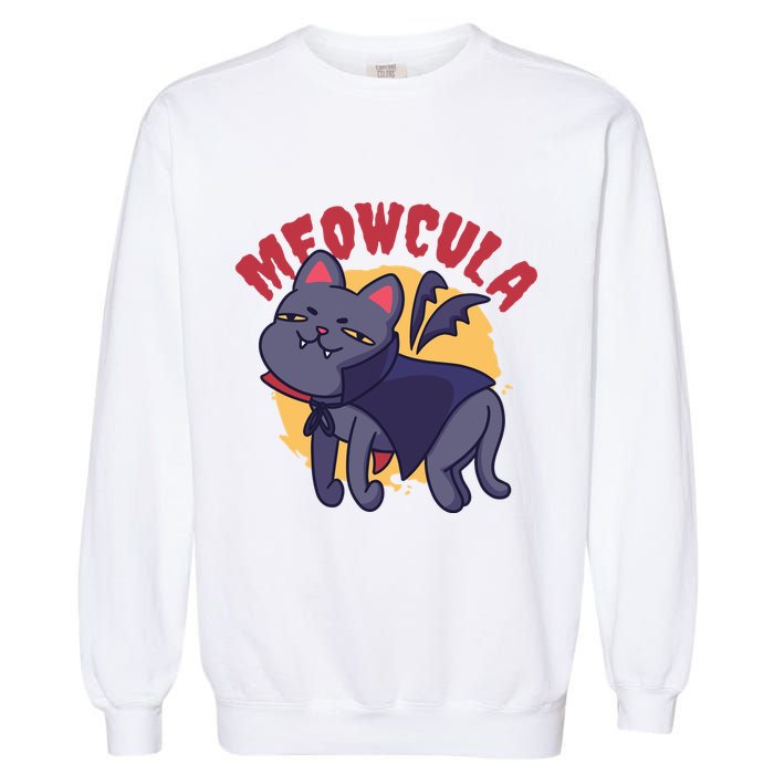 Meow Dracula Cat Cartoon Garment-Dyed Sweatshirt