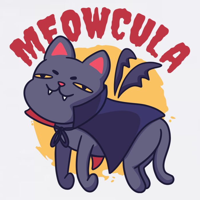 Meow Dracula Cat Cartoon Garment-Dyed Sweatshirt
