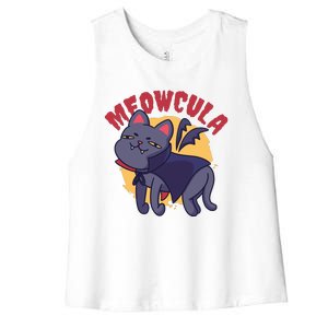 Meow Dracula Cat Cartoon Women's Racerback Cropped Tank