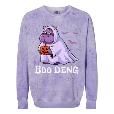 Moo Deng Cute Baby Pygmy Hippo Bouncy Pig In Thai Halloween Colorblast Crewneck Sweatshirt