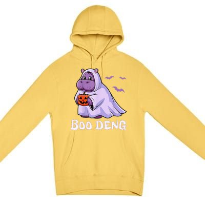 Moo Deng Cute Baby Pygmy Hippo Bouncy Pig In Thai Halloween Premium Pullover Hoodie