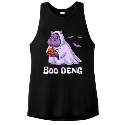 Moo Deng Cute Baby Pygmy Hippo Bouncy Pig In Thai Halloween Ladies PosiCharge Tri-Blend Wicking Tank