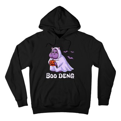 Moo Deng Cute Baby Pygmy Hippo Bouncy Pig In Thai Halloween Hoodie