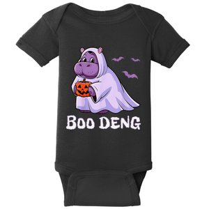 Moo Deng Cute Baby Pygmy Hippo Bouncy Pig In Thai Halloween Baby Bodysuit