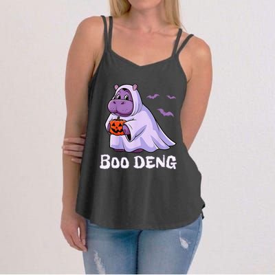 Moo Deng Cute Baby Pygmy Hippo Bouncy Pig In Thai Halloween Women's Strappy Tank