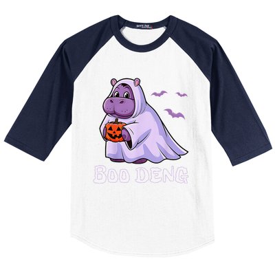 Moo Deng Cute Baby Pygmy Hippo Bouncy Pig In Thai Halloween Baseball Sleeve Shirt