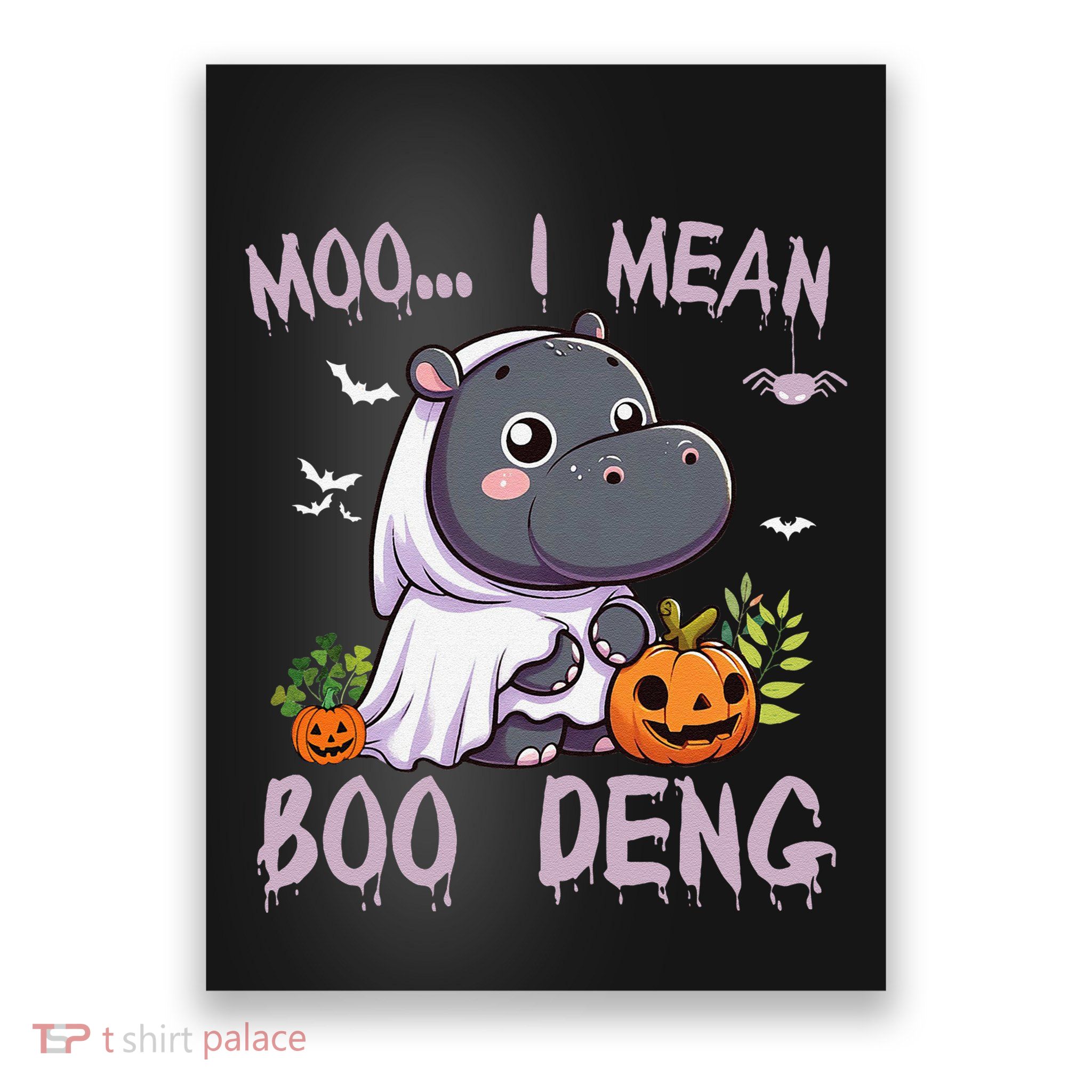 Moo Deng Cute Baby Pygmy Hippo Bouncy Pig In Thai Halloween Poster