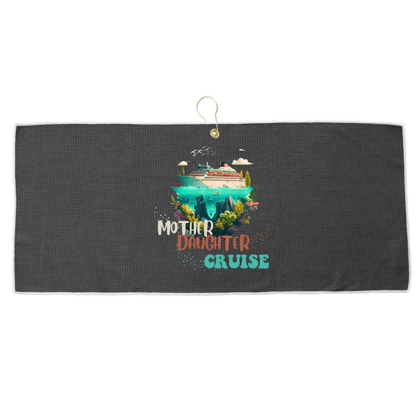 mother daughter cruise for mother and daughter trip Large Microfiber Waffle Golf Towel