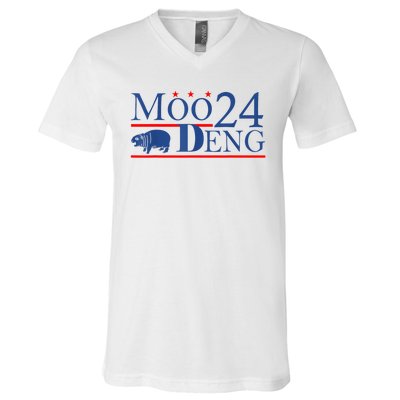 Moo Deng Cute Hippo Moo Deng Zoo For Animal Lovers V-Neck T-Shirt