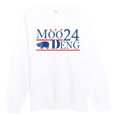 Moo Deng Cute Hippo Moo Deng Zoo For Animal Lovers Premium Crewneck Sweatshirt