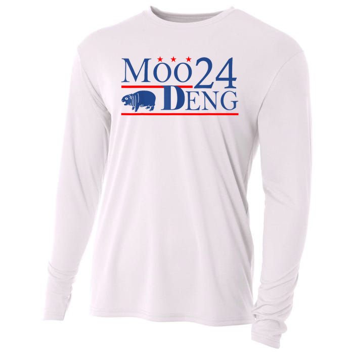 Moo Deng Cute Hippo Moo Deng Zoo For Animal Lovers Cooling Performance Long Sleeve Crew