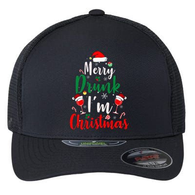 Merry Drunk Christmas Hilarious Santa Joke for Beer Enthusiasts Flexfit Unipanel Trucker Cap