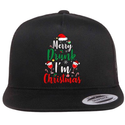 Merry Drunk Christmas Hilarious Santa Joke for Beer Enthusiasts Flat Bill Trucker Hat