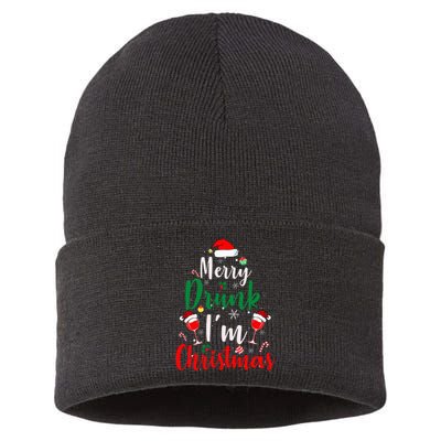 Merry Drunk Christmas Hilarious Santa Joke for Beer Enthusiasts Sustainable Knit Beanie