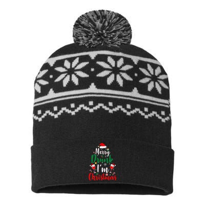 Merry Drunk Christmas Hilarious Santa Joke for Beer Enthusiasts USA-Made Snowflake Beanie