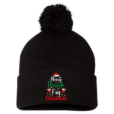 Merry Drunk Christmas Hilarious Santa Joke for Beer Enthusiasts Pom Pom 12in Knit Beanie