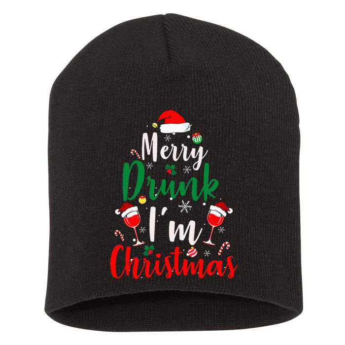 Merry Drunk Christmas Hilarious Santa Joke for Beer Enthusiasts Short Acrylic Beanie