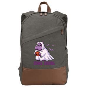 Moo Deng Cute Baby Pygmy Hippo Bouncy Pig In Thai Halloween Cotton Canvas Backpack