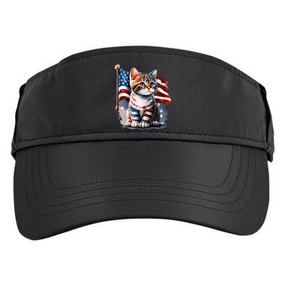 Memorial Day Cat 4th Of July Patriotic Usa Flag Adult Drive Performance Visor