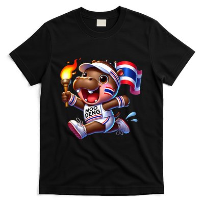 Moo Deng Cute Baby Hippo Thailand Running Marathon T-Shirt