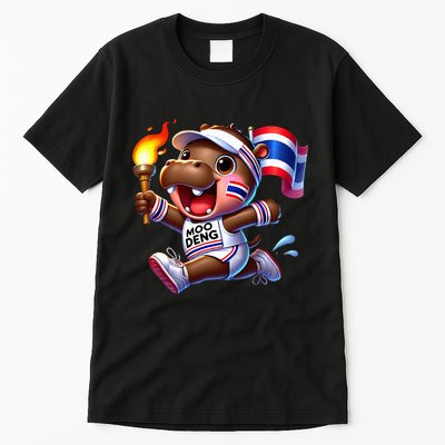 Moo Deng Cute Baby Hippo Thailand Running Marathon Tall T-Shirt
