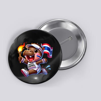 Moo Deng Cute Baby Hippo Thailand Running Marathon Button