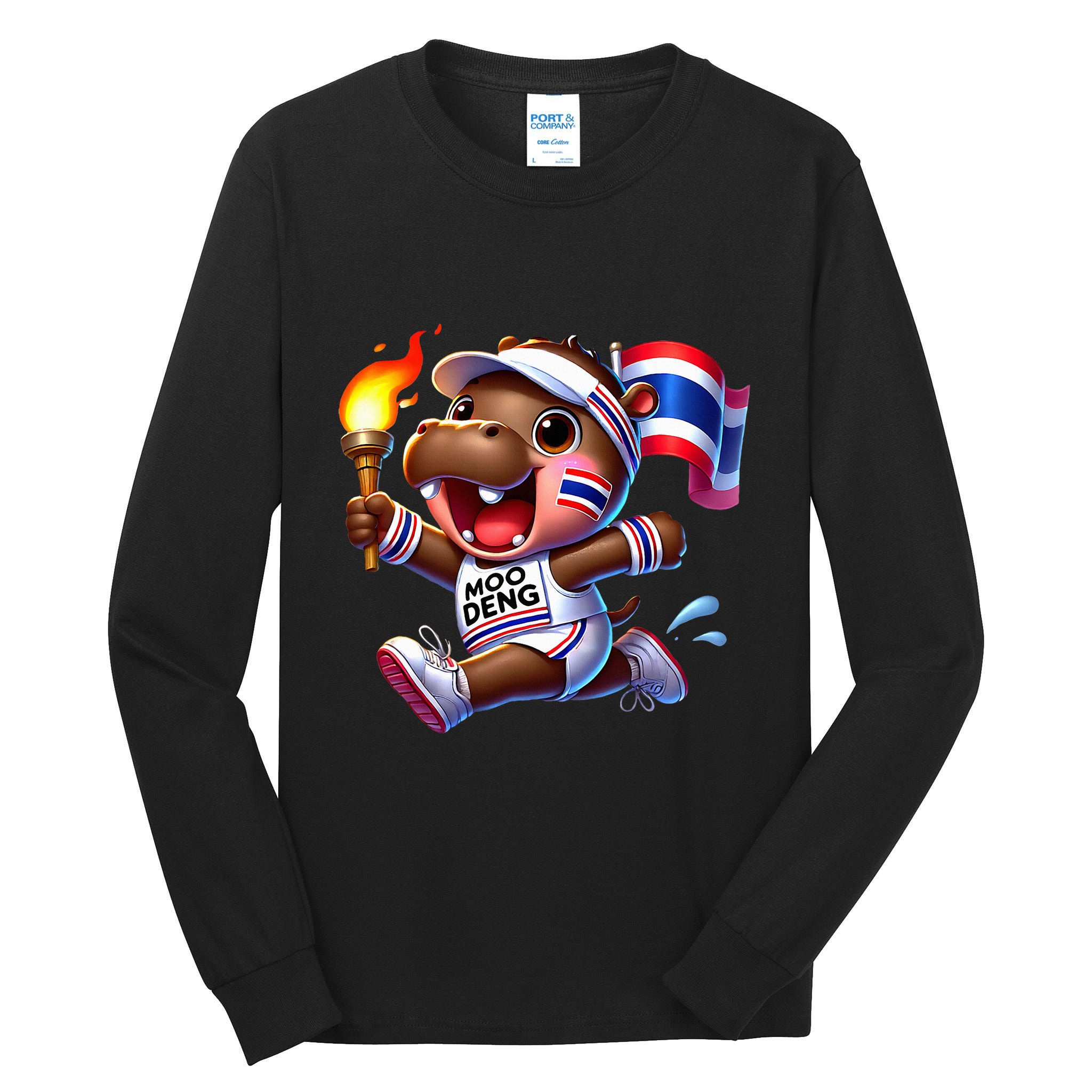 Moo Deng Cute Baby Hippo Thailand Running Marathon Tall Long Sleeve T-Shirt