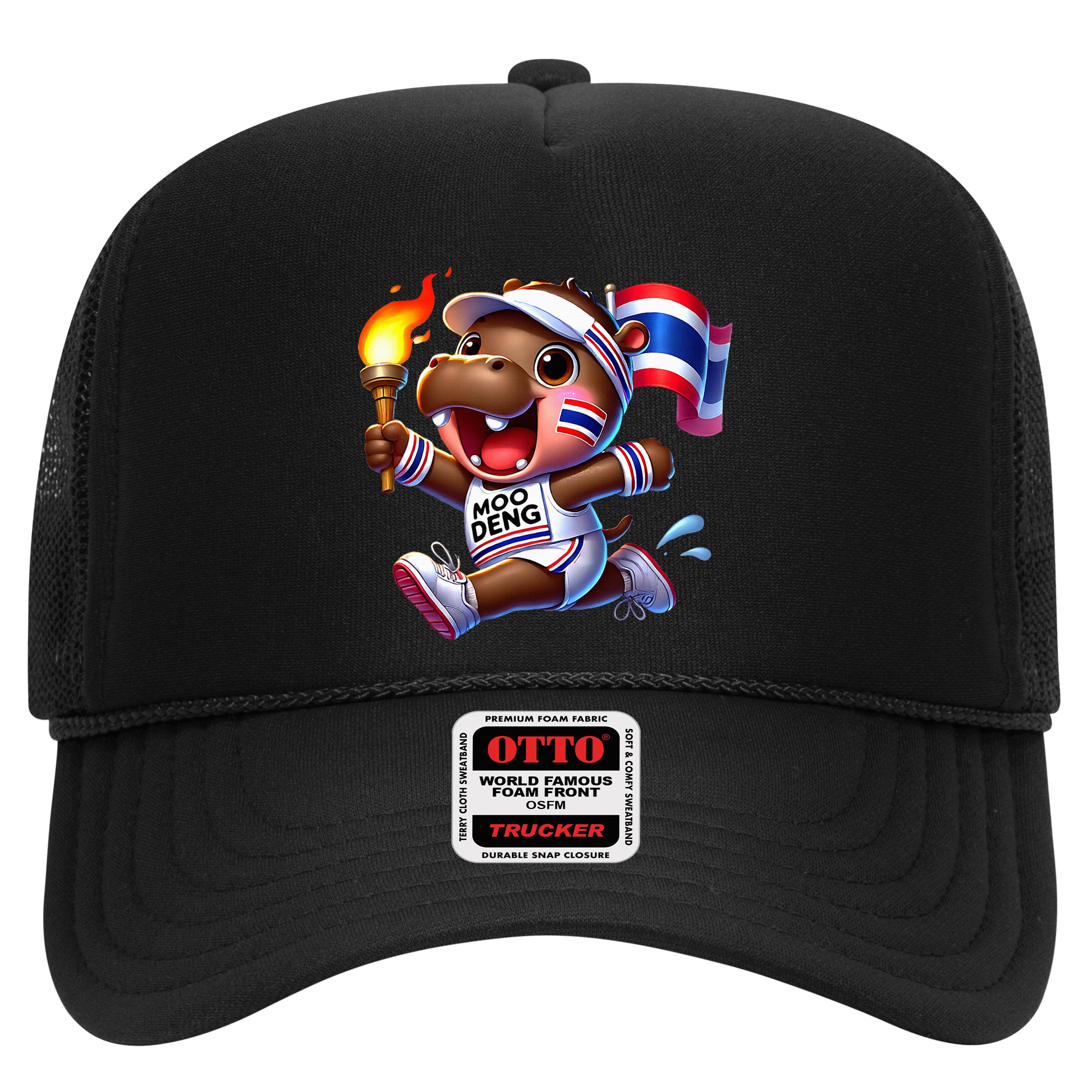 Moo Deng Cute Baby Hippo Thailand Running Marathon Hat