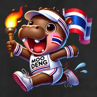 Moo Deng Cute Baby Hippo Thailand Running Marathon Hat