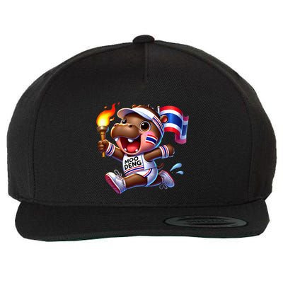 Moo Deng Cute Baby Hippo Thailand Running Marathon Wool Snapback Cap