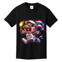 Moo Deng Cute Baby Hippo Thailand Running Marathon Kids T-Shirt