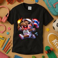 Moo Deng Cute Baby Hippo Thailand Running Marathon Kids T-Shirt