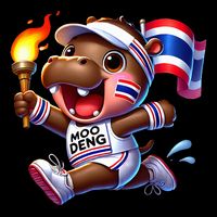 Moo Deng Cute Baby Hippo Thailand Running Marathon Kids T-Shirt