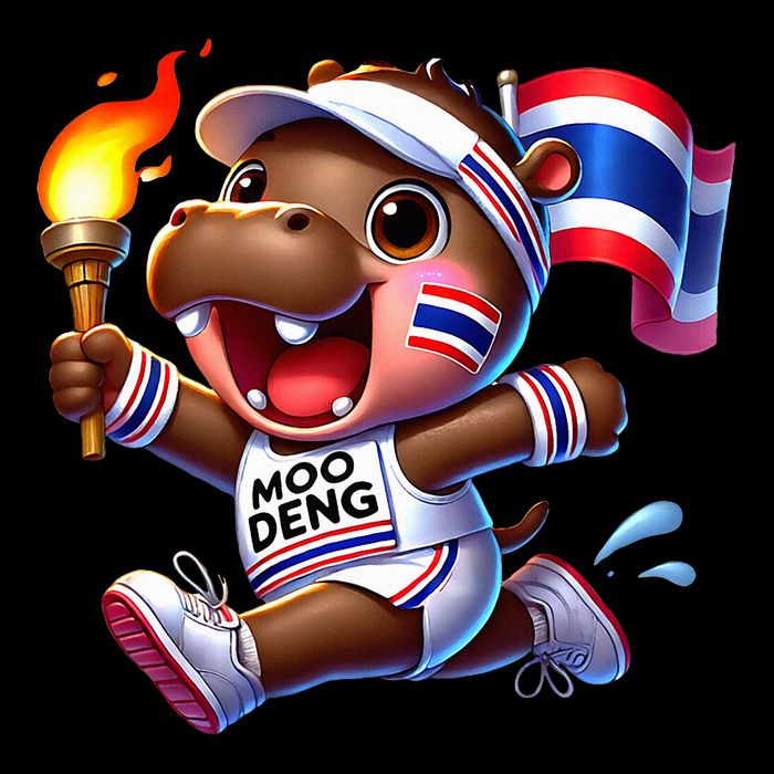 Moo Deng Cute Baby Hippo Thailand Running Marathon Kids T-Shirt