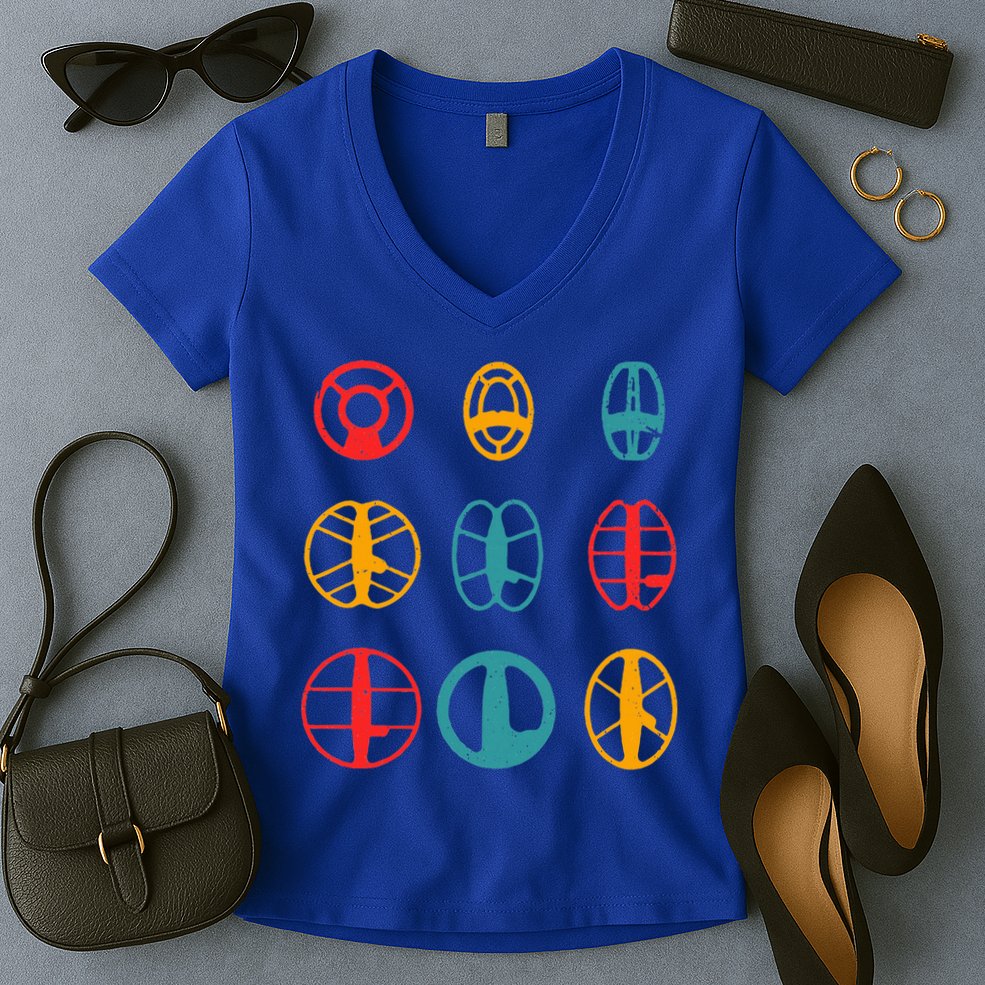 Metal Detecting Coils Cool Metal Detectorist Women's V-Neck T-Shirt