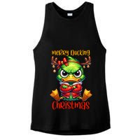 Merry Ducking Christmas Funny Sarcastic Grumpy Duck Ladies PosiCharge Tri-Blend Wicking Tank