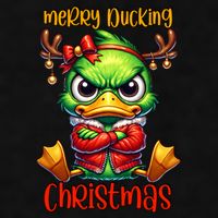 Merry Ducking Christmas Funny Sarcastic Grumpy Duck Ladies PosiCharge Tri-Blend Wicking Tank