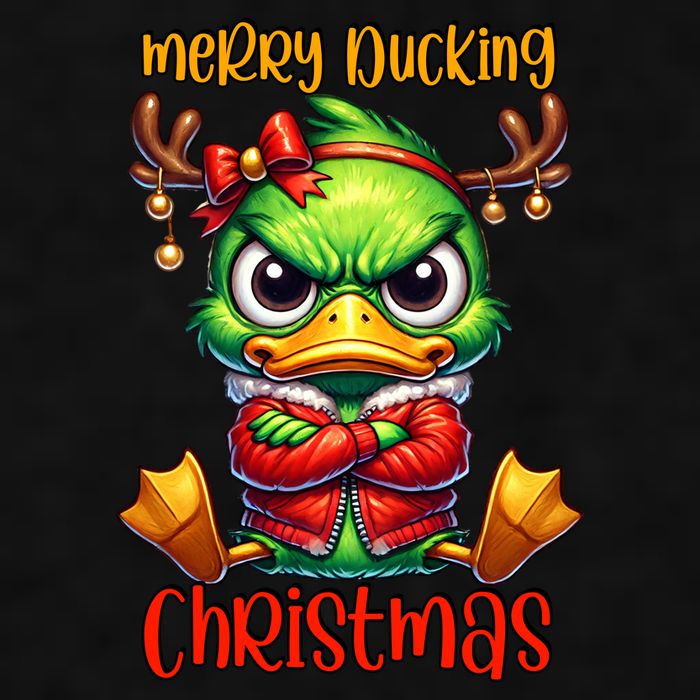 Merry Ducking Christmas Funny Sarcastic Grumpy Duck Ladies PosiCharge Tri-Blend Wicking Tank