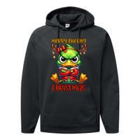 Merry Ducking Christmas Funny Sarcastic Grumpy Duck Performance Fleece Hoodie