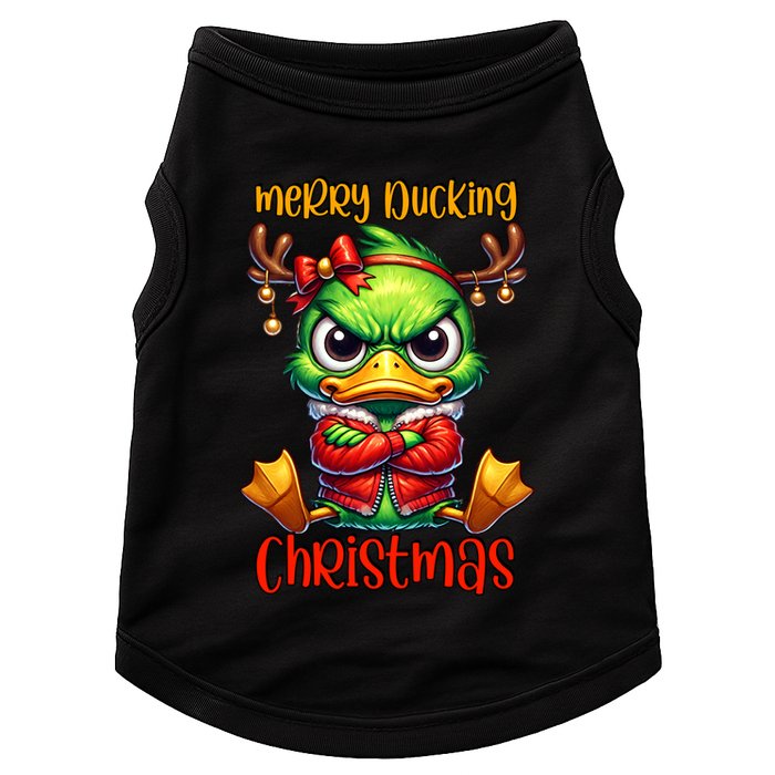 Merry Ducking Christmas Funny Sarcastic Grumpy Duck Doggie Tank