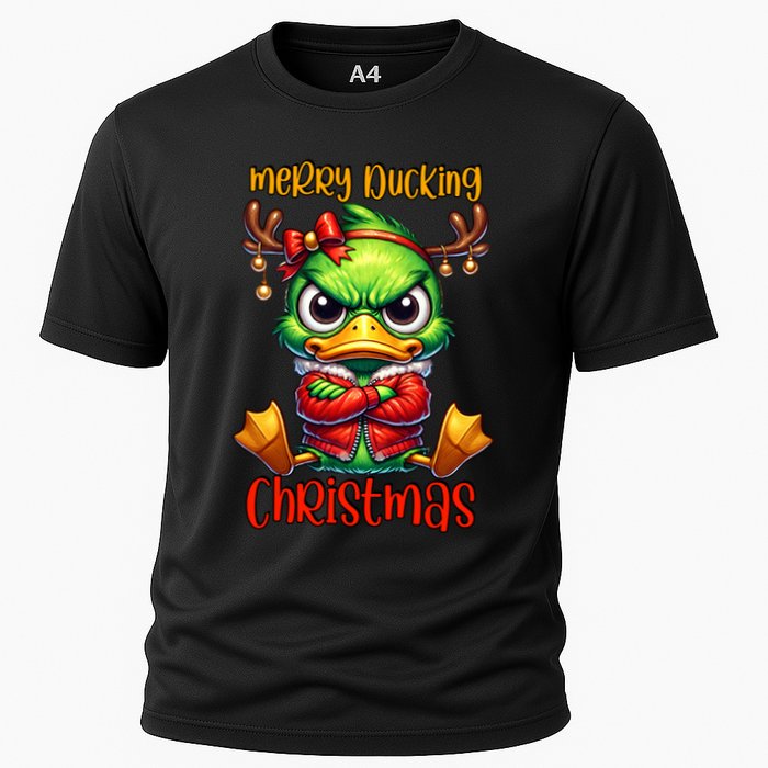 Merry Ducking Christmas Funny Sarcastic Grumpy Duck Performance Shirt